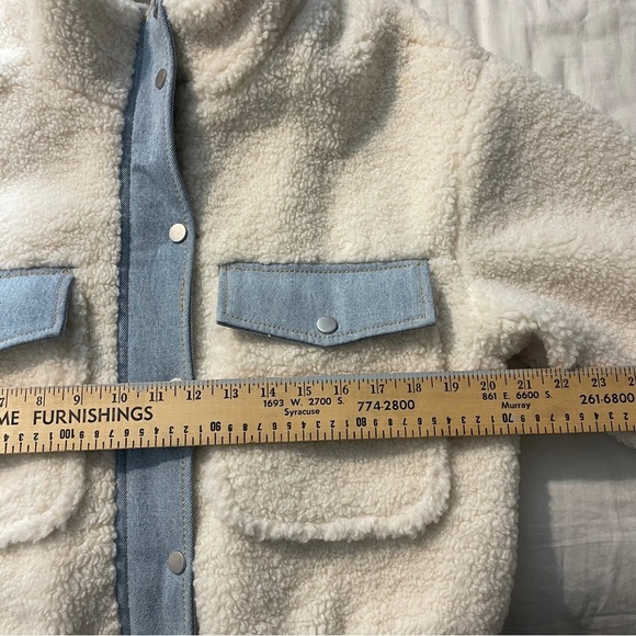Vine & valley sherpa denim bomber  jacket snap/zip - Picture 6 of 6